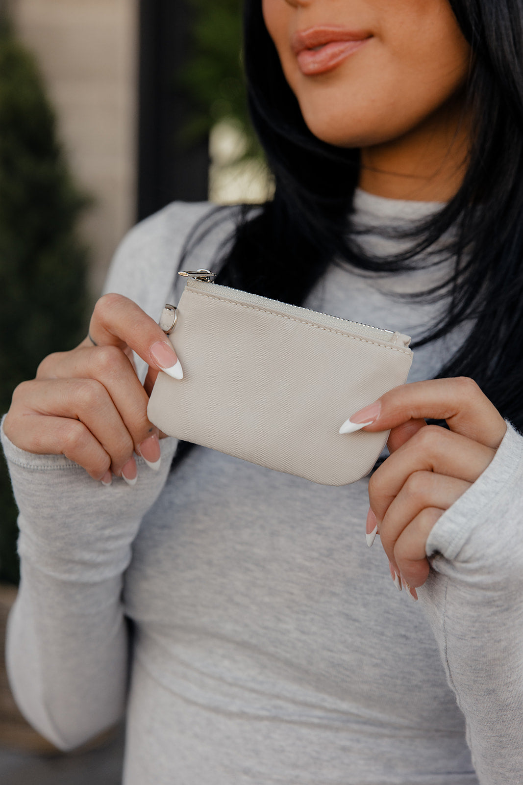 Almond Cream Small Zipper Pouch