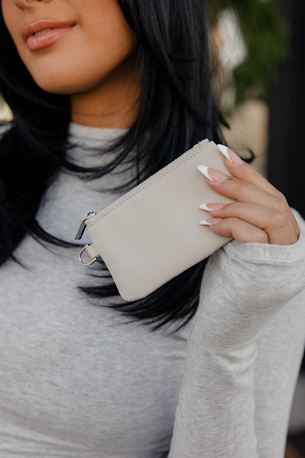 Almond Cream Small Zipper Pouch