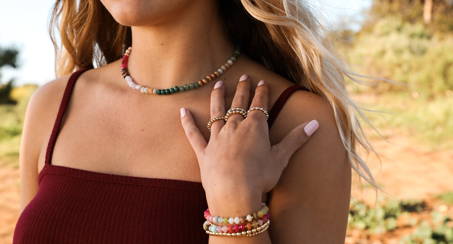 Natural Gemstone Necklace + 14k Gold Filled Toggle : Sedona