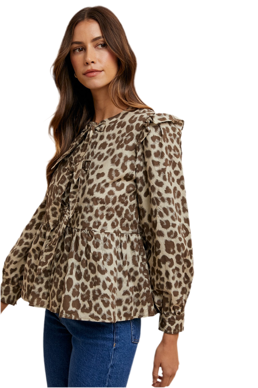 Annie Wear Leopard Peplum Top