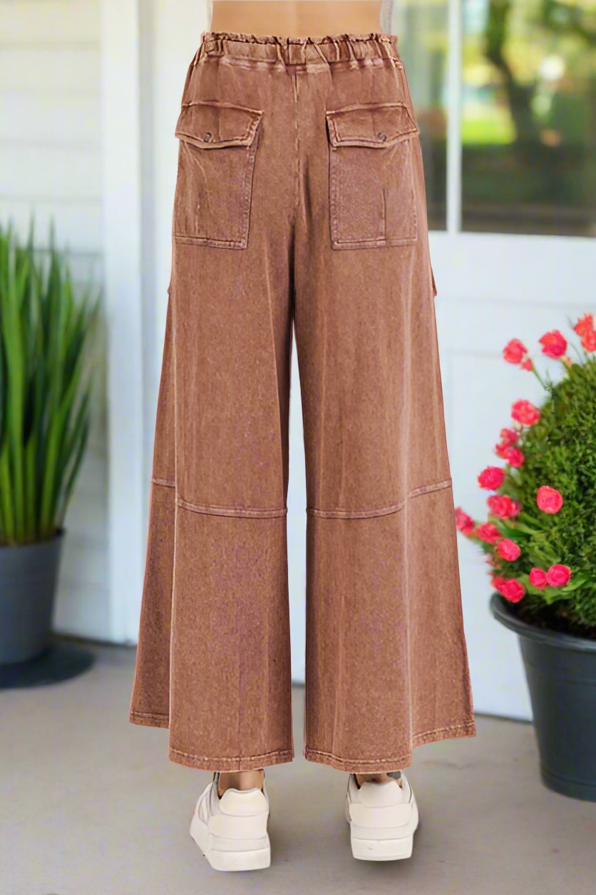Mittoshop French Terry Cargo Wide Leg Pants