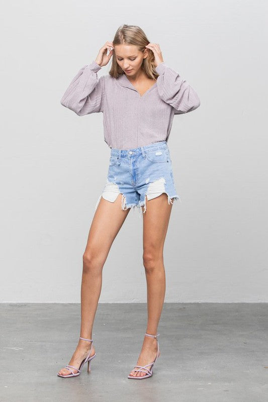 Samantha Frayed Denim Shorts