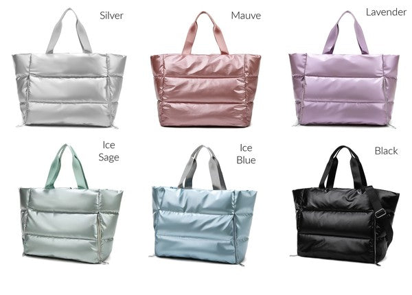 All The Details Metallic Puffer Tote