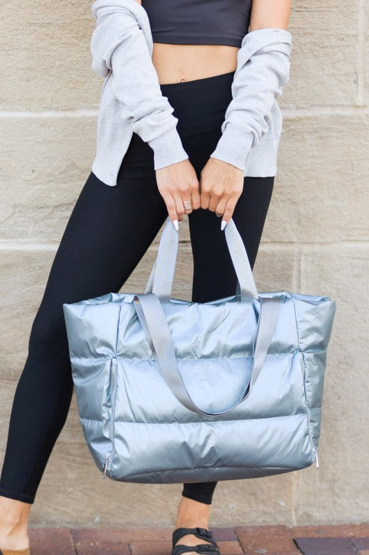 All The Details Metallic Puffer Tote