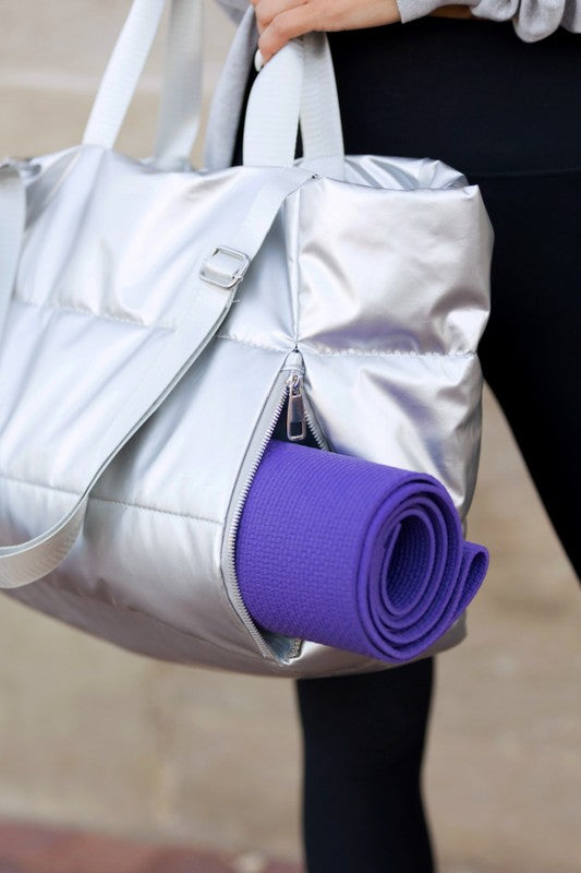 All The Details Metallic Puffer Tote