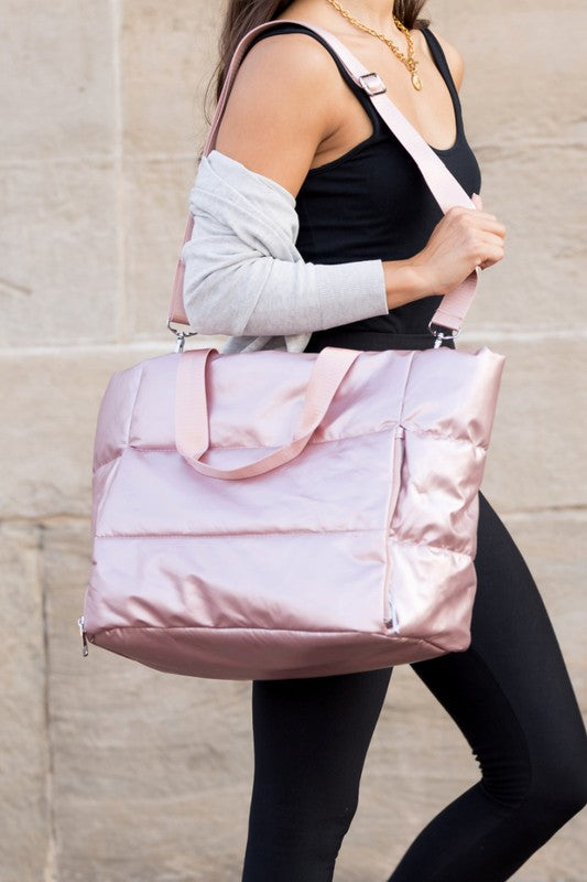 All The Details Metallic Puffer Tote