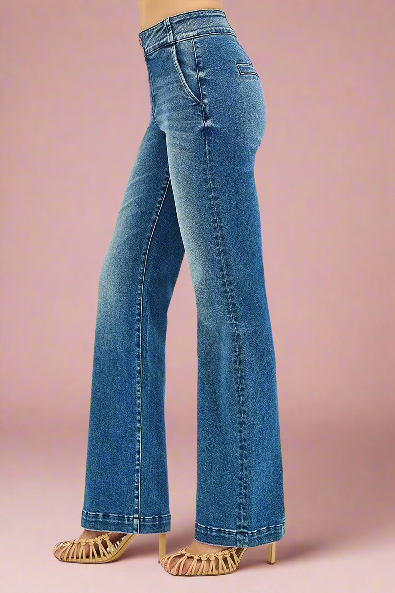 Get It Under Control High Rise Bootcut Jeans -Risen Tummy Control