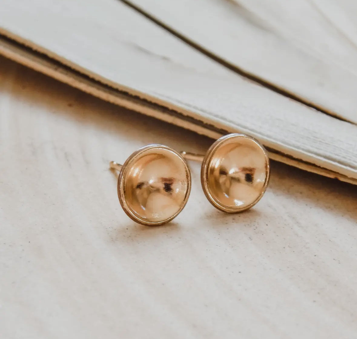 Concave Disc Stud Earrings - Waterproof, Hypoallergenic
