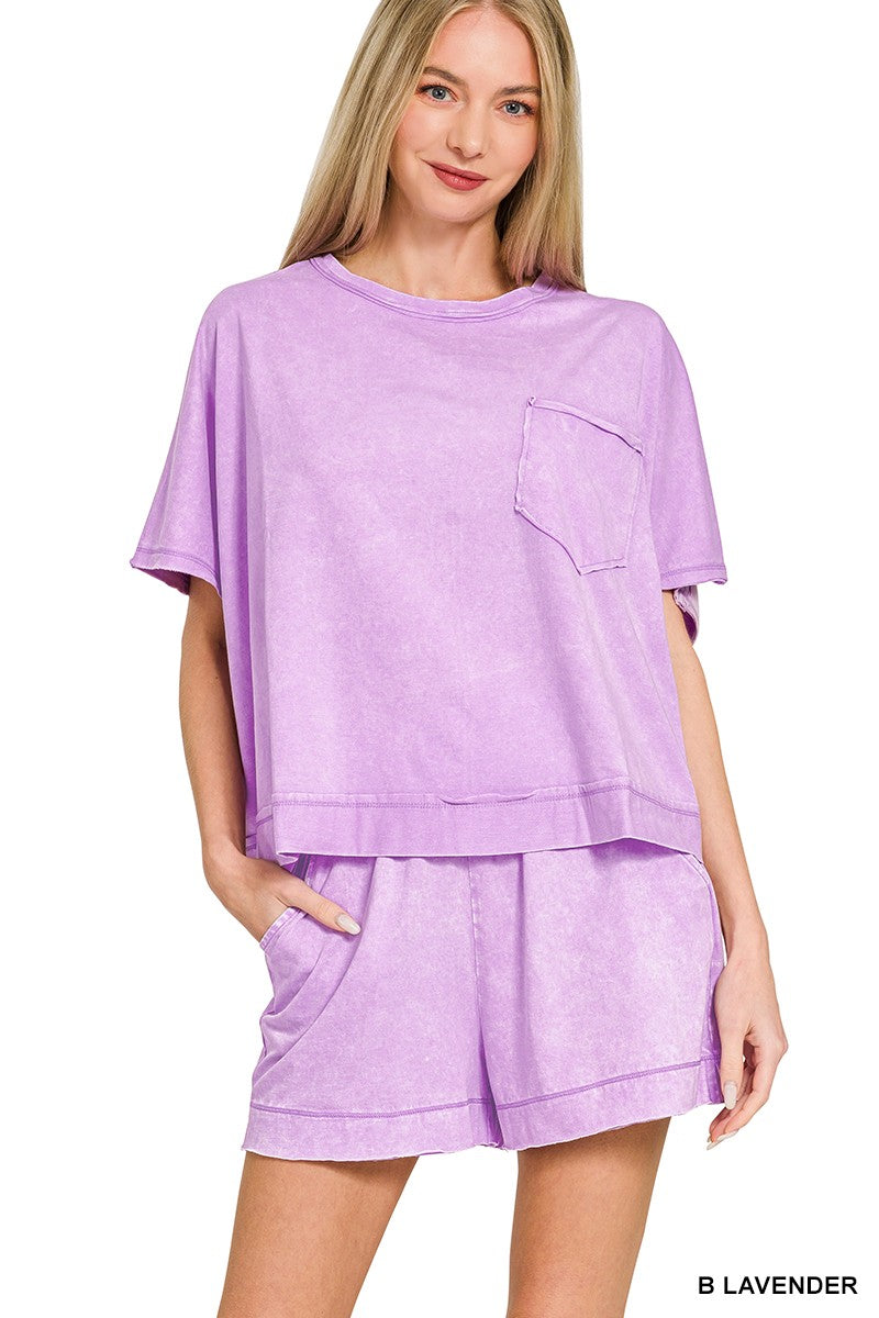 Zenana Acid Washed Oversized Top & Shorts Set – Gloss Closet