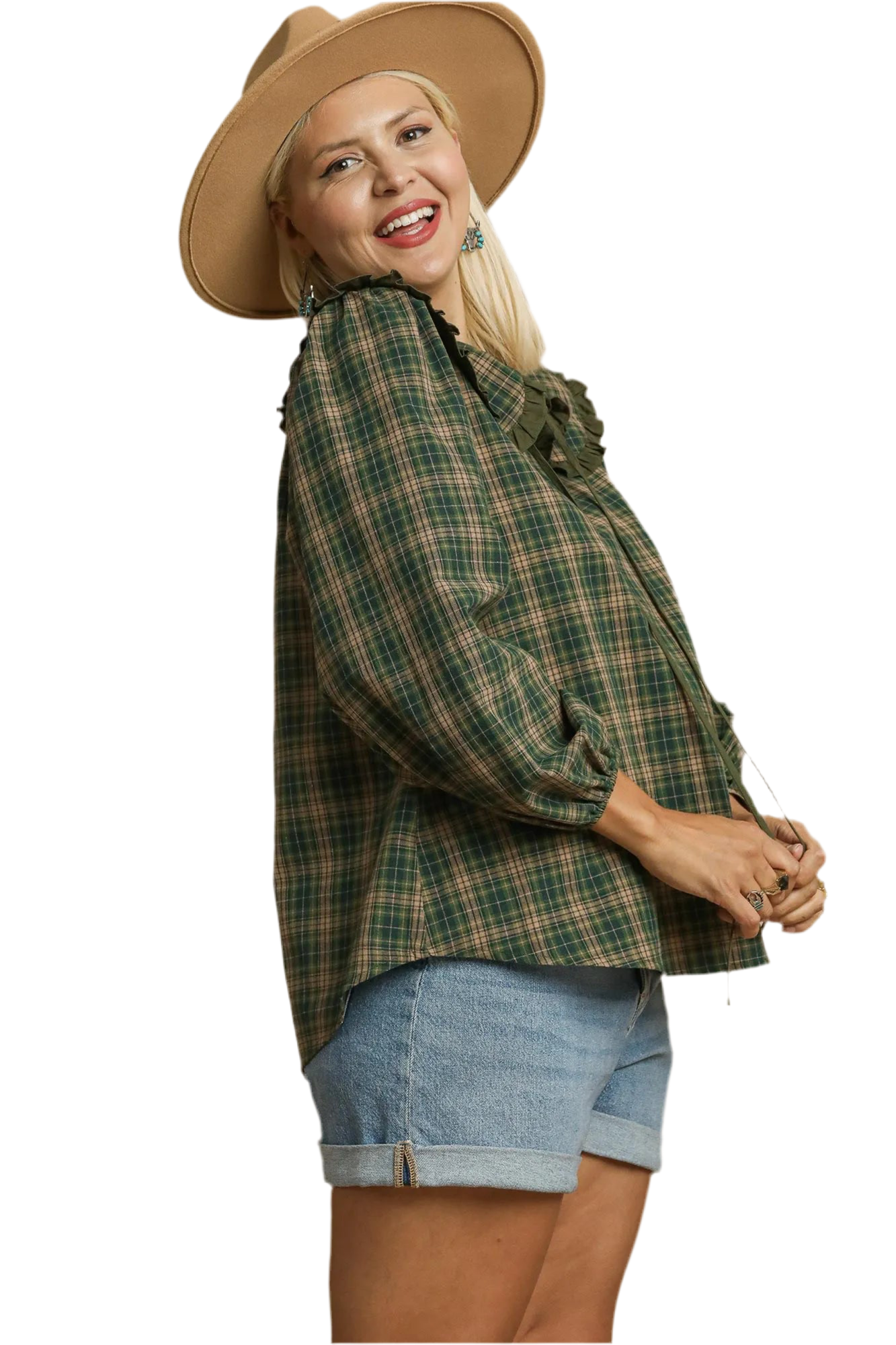 Umgee Peter Pan Plaid Top