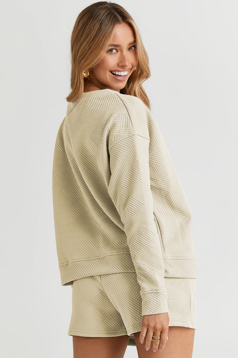 Double Take Talk to Me Texture Shorts Set