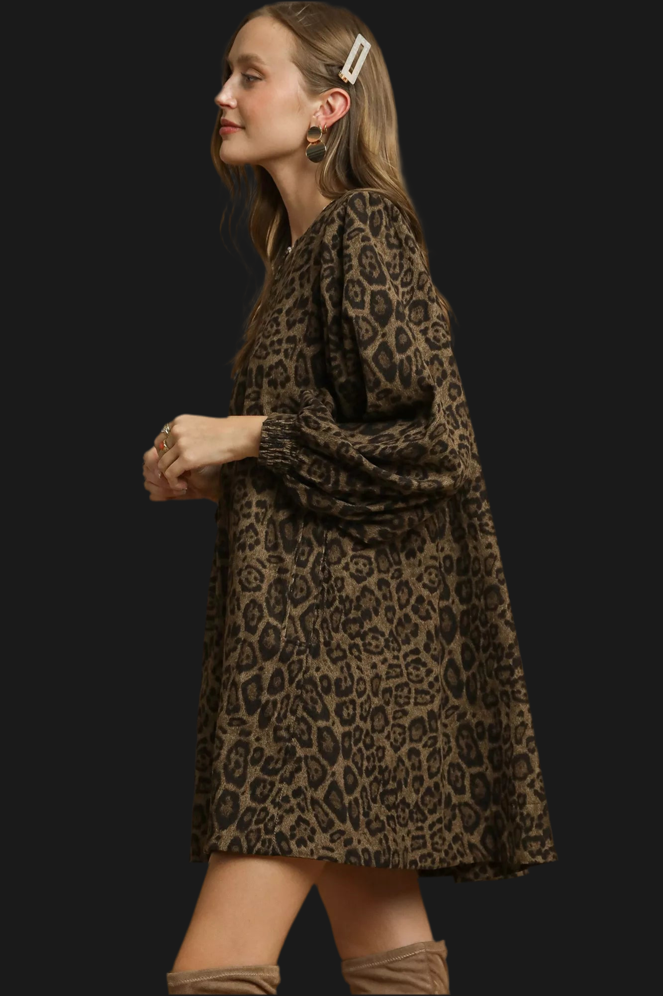 Umgee Leopard Print Swing Dress