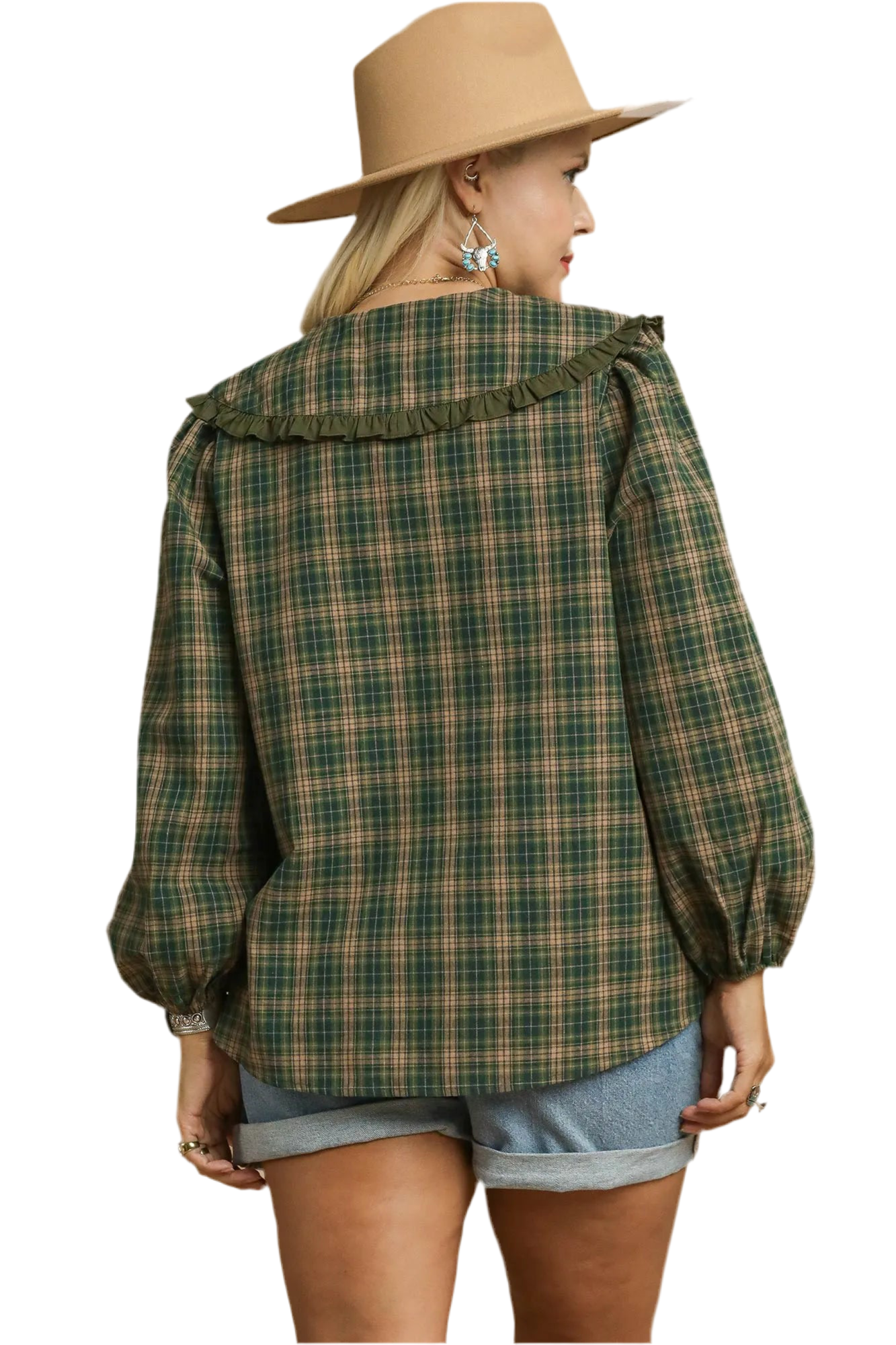 Umgee Peter Pan Plaid Top