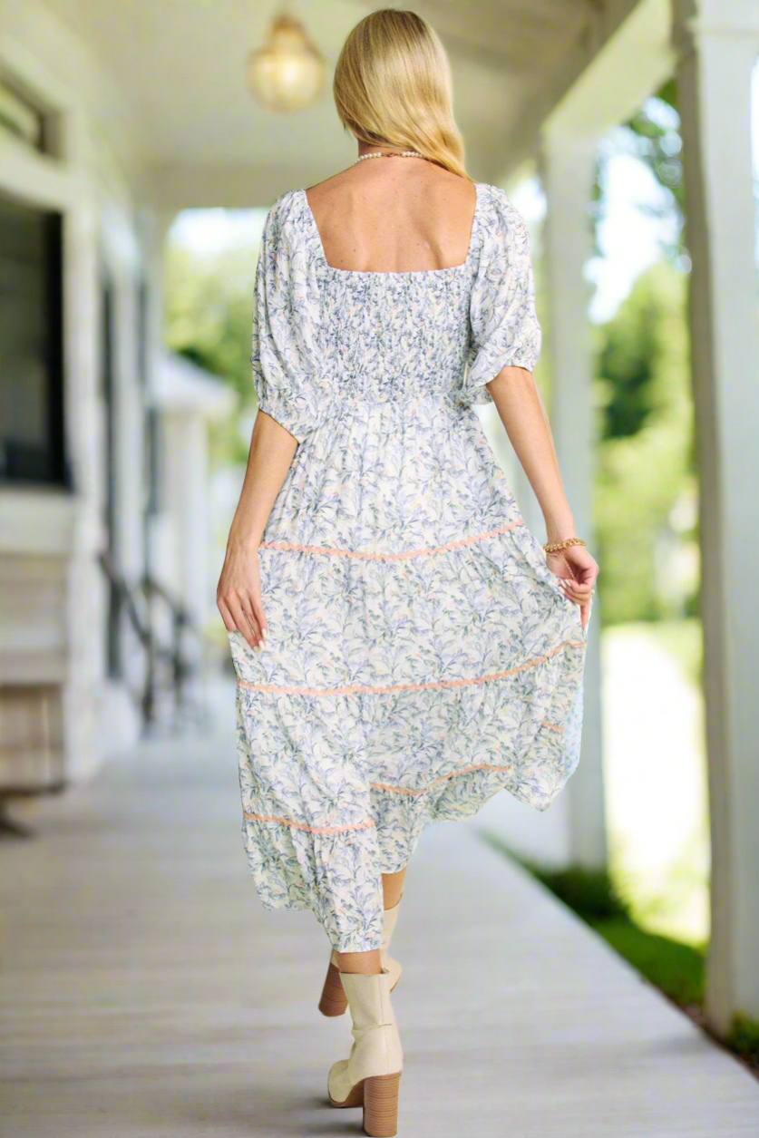 Contrast Ricrac Midi Dress