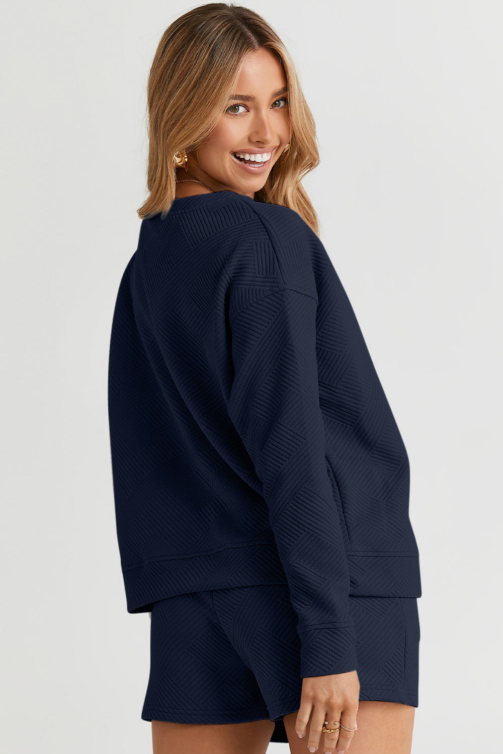 Double Take Talk to Me Texture Shorts Set