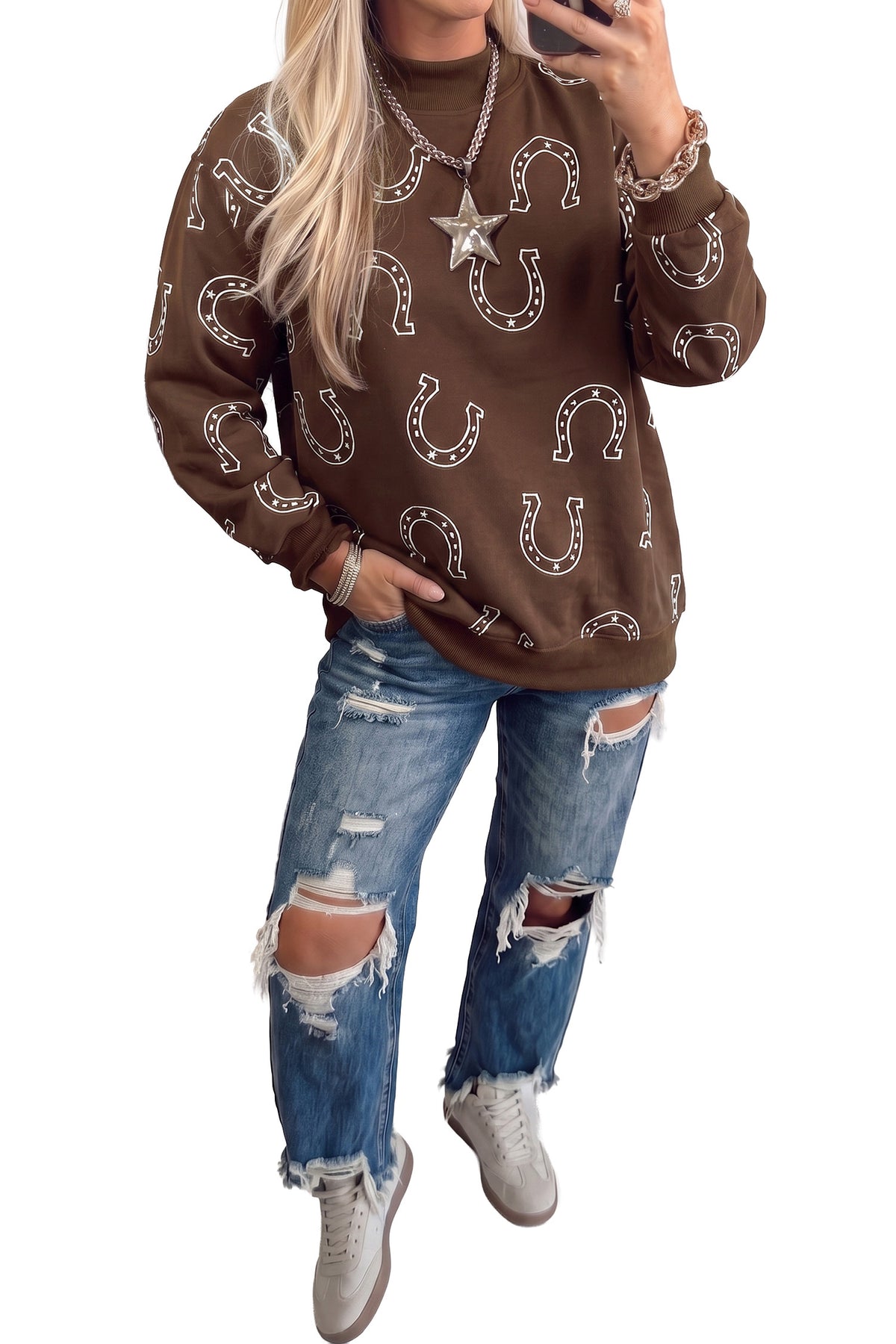 Yee Haw Mock Neck Sweatshirt
