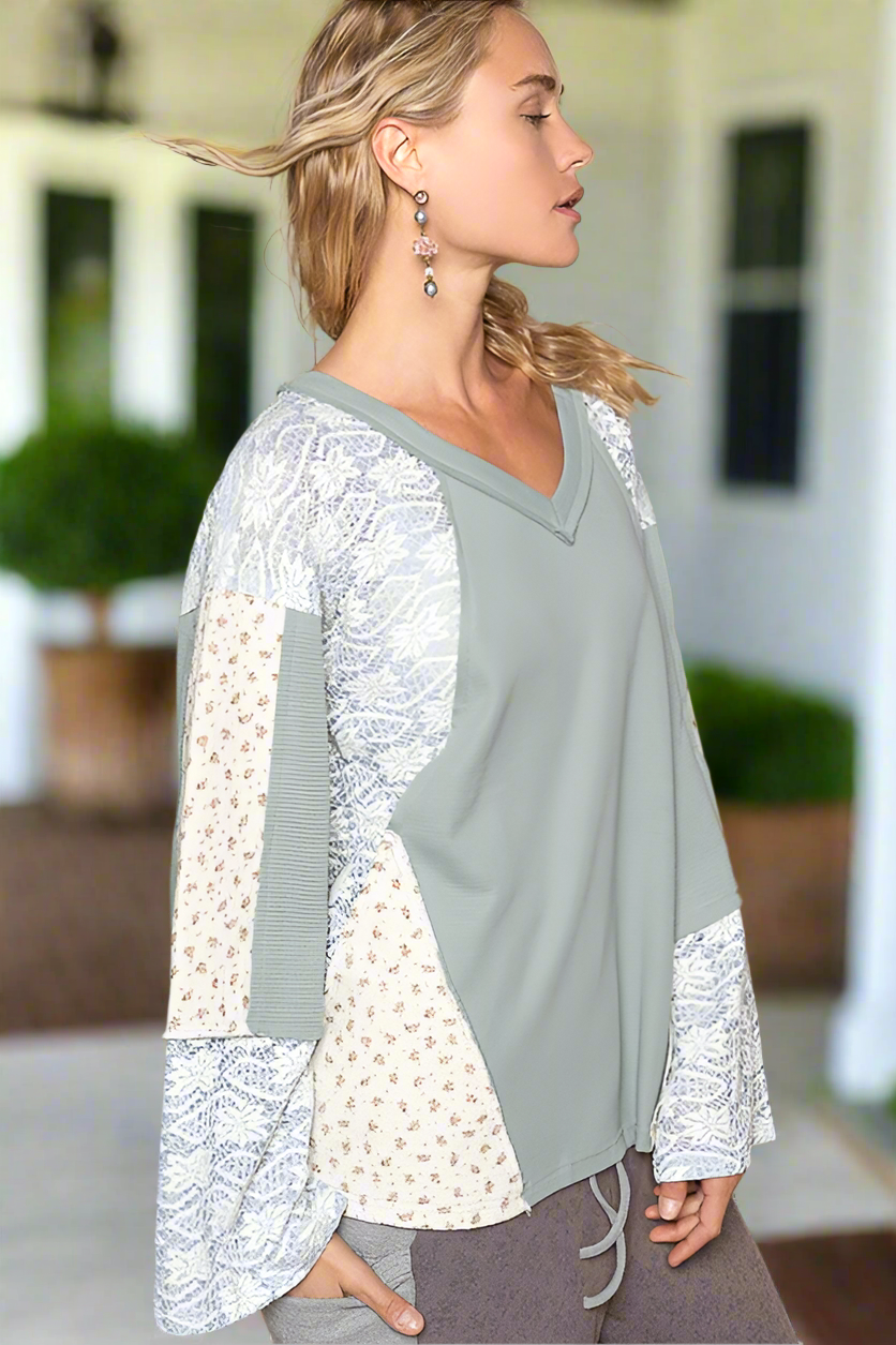 Probably Because Lace Neck Knit Top