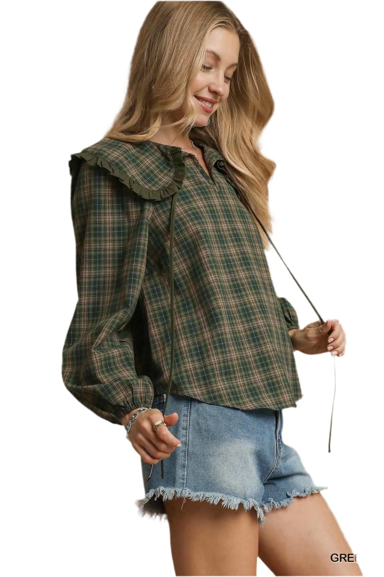 Umgee Peter Pan Plaid Top