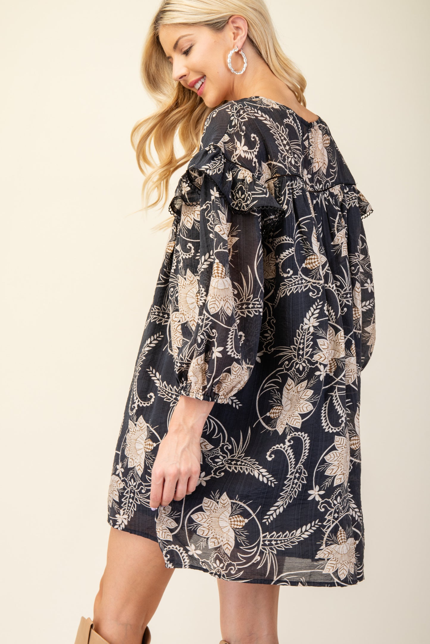 Orion 3/4 Length Sleeve Mini Dress