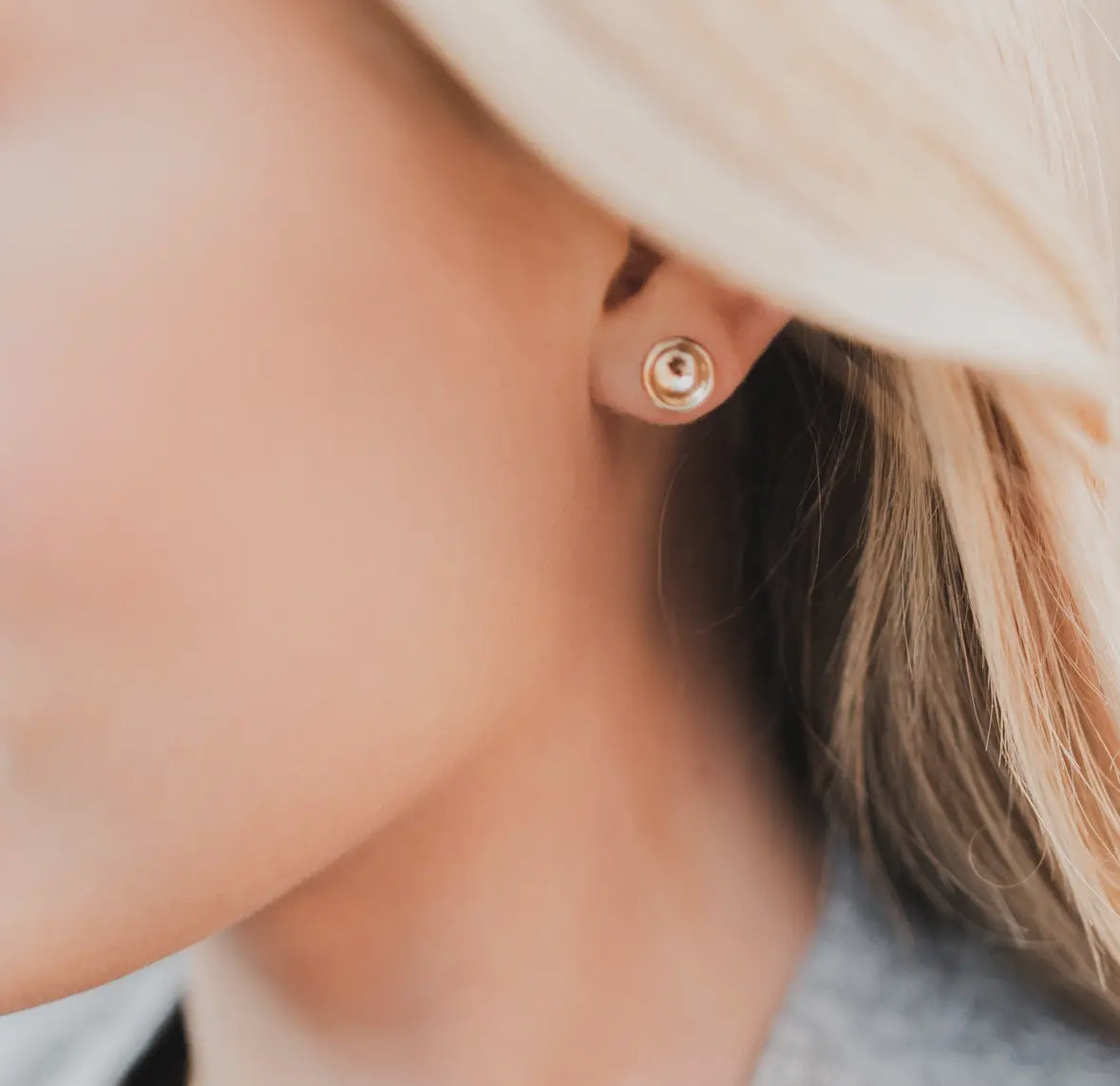 Concave Disc Stud Earrings - Waterproof, Hypoallergenic