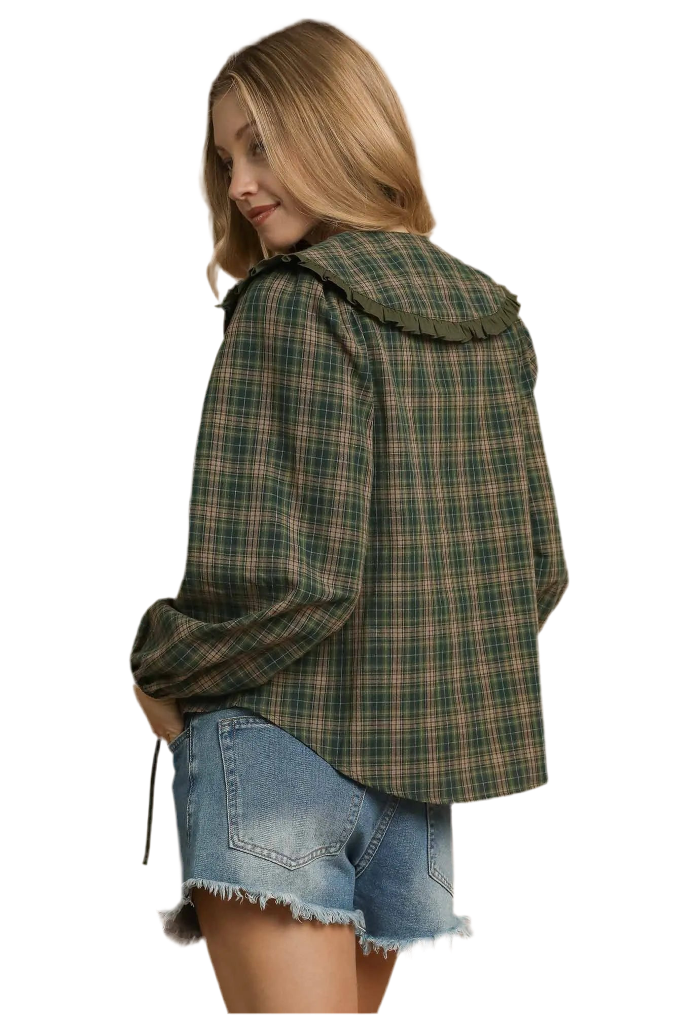 Umgee Peter Pan Plaid Top