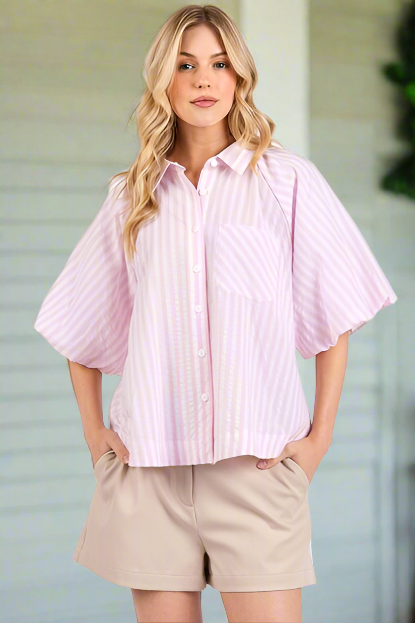 Jacyn Button Down Striped Top