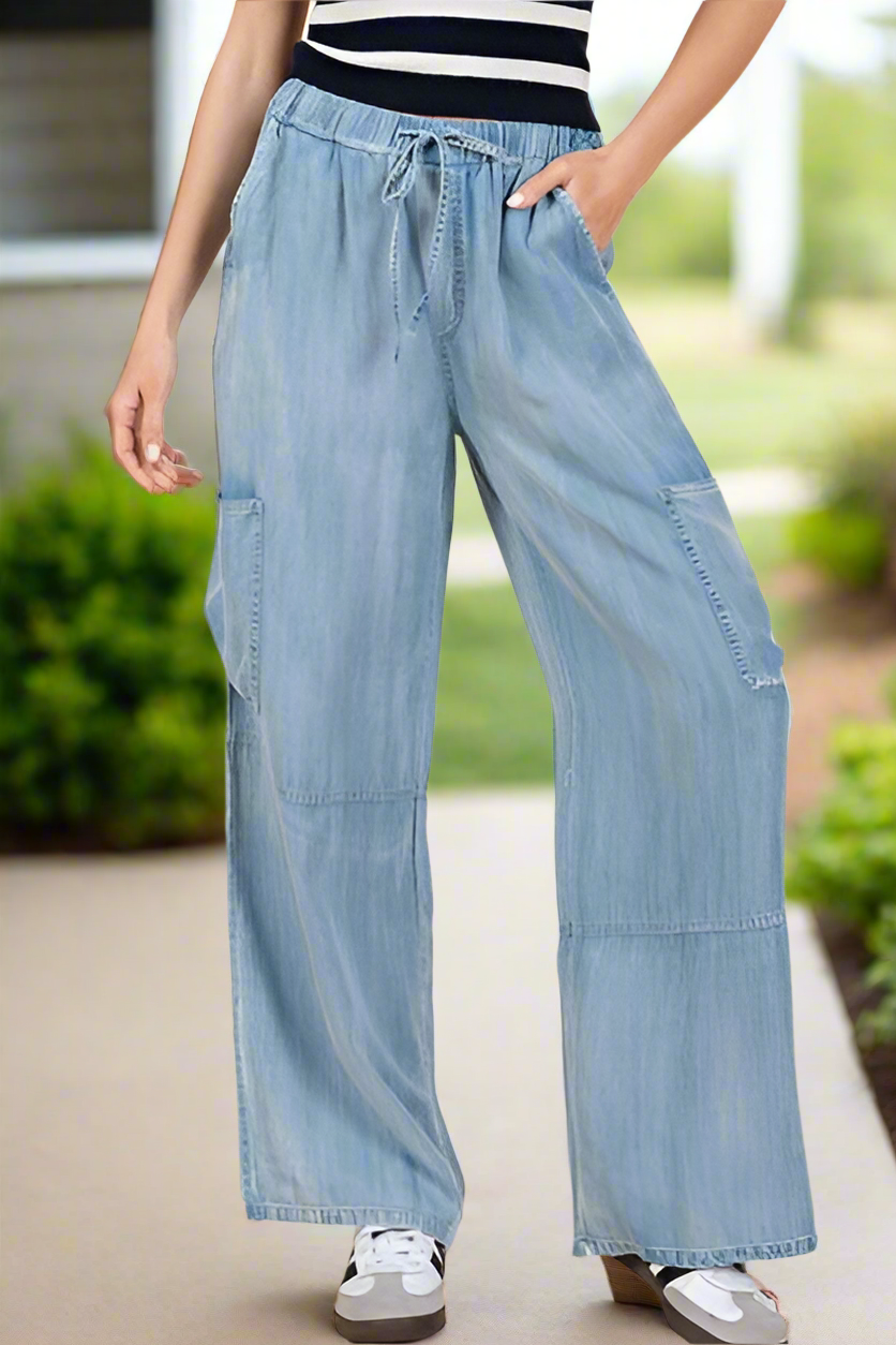 Trinity Chambrey Cargo Wide Leg Pants