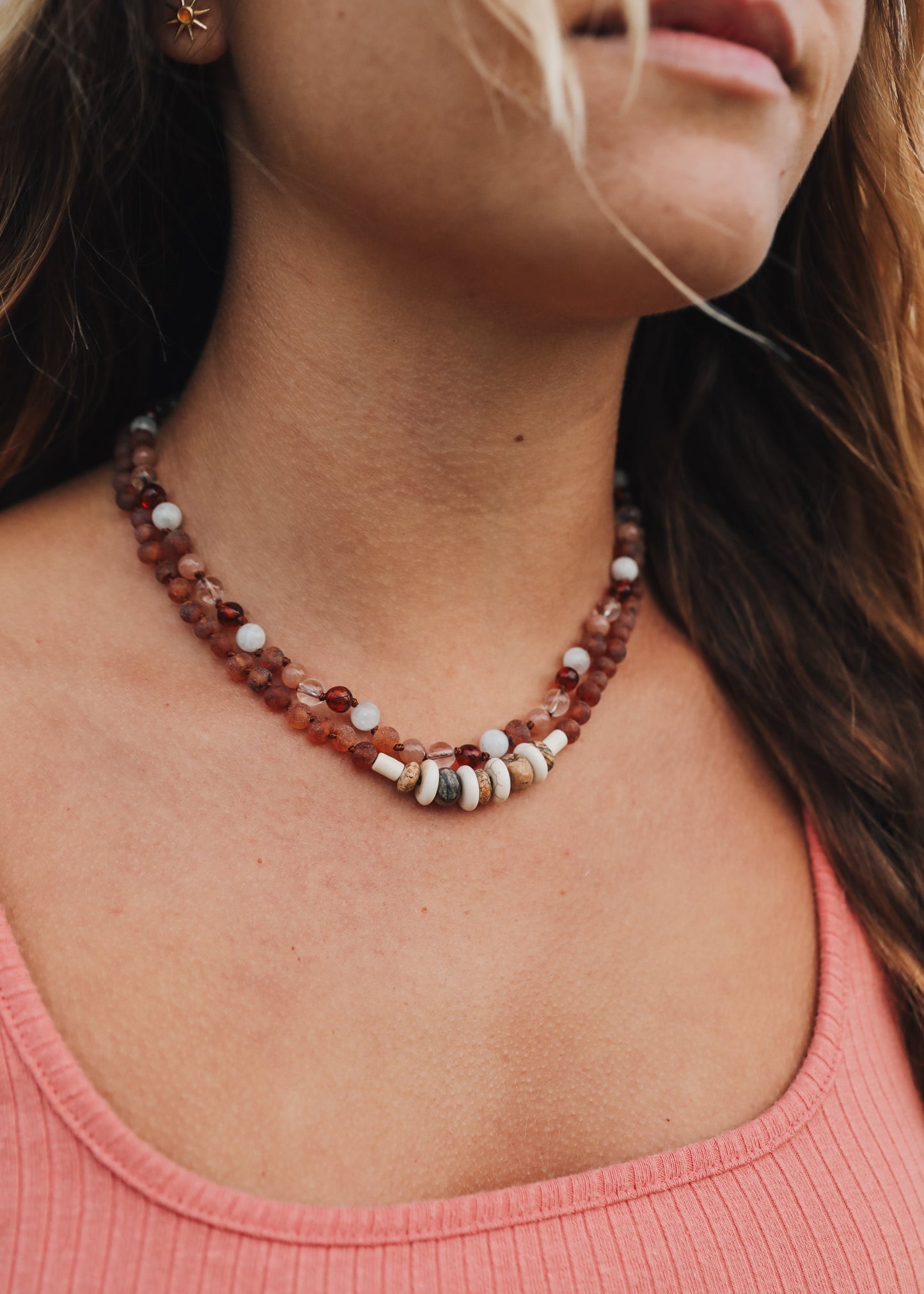 Baltic Sea Amber || Sunstone + Moonstone || Natural Gemstone Necklace
