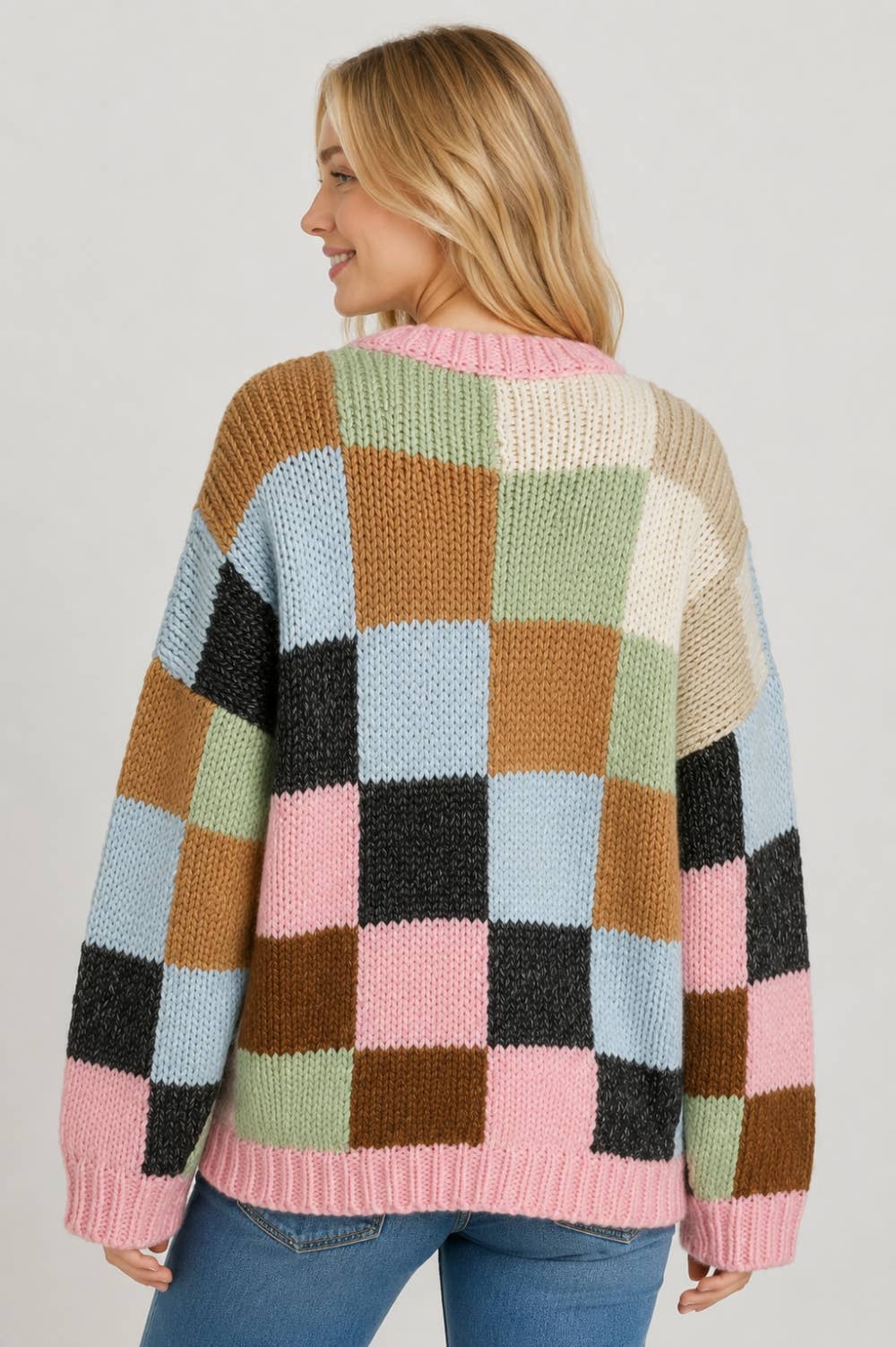 Chunky Checkers Oversized Sweater