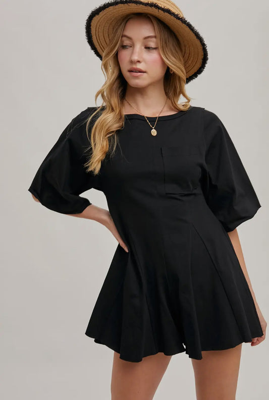 The Ophelia Half Sleeve Cotton Romper