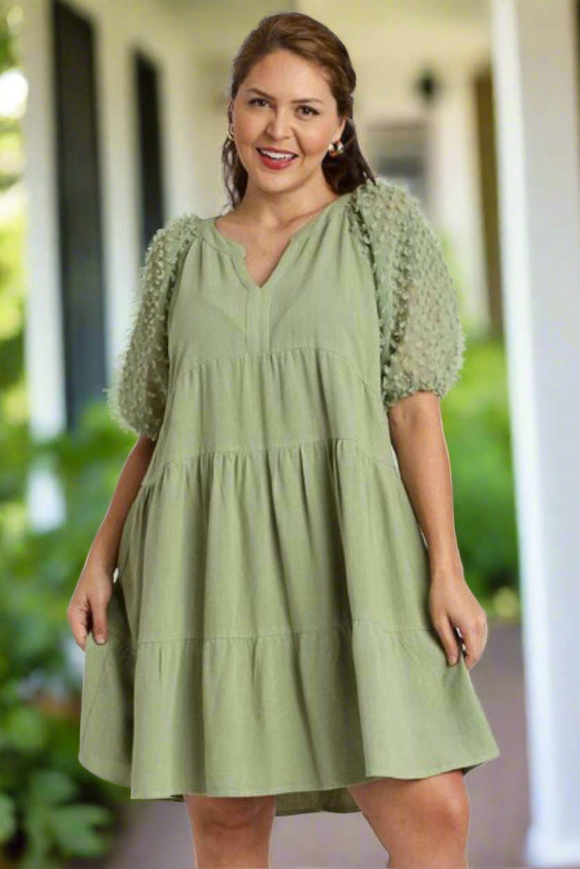 Umgee Francesca Linen Tiered Mini Dress