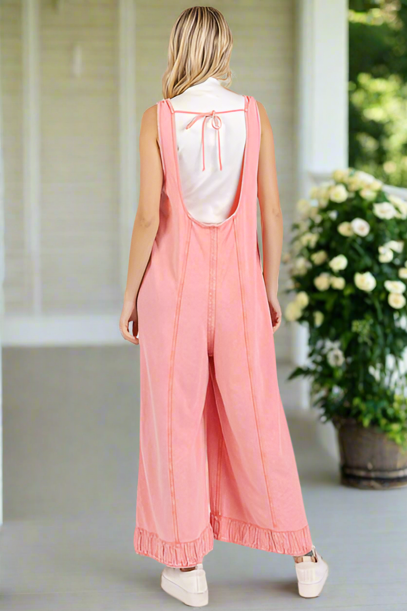 Kate Ruffled Wide Leg Overall Jumpsuit