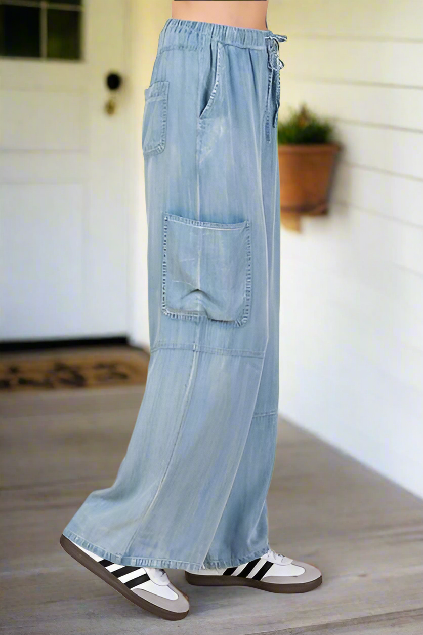 Trinity Chambrey Cargo Wide Leg Pants