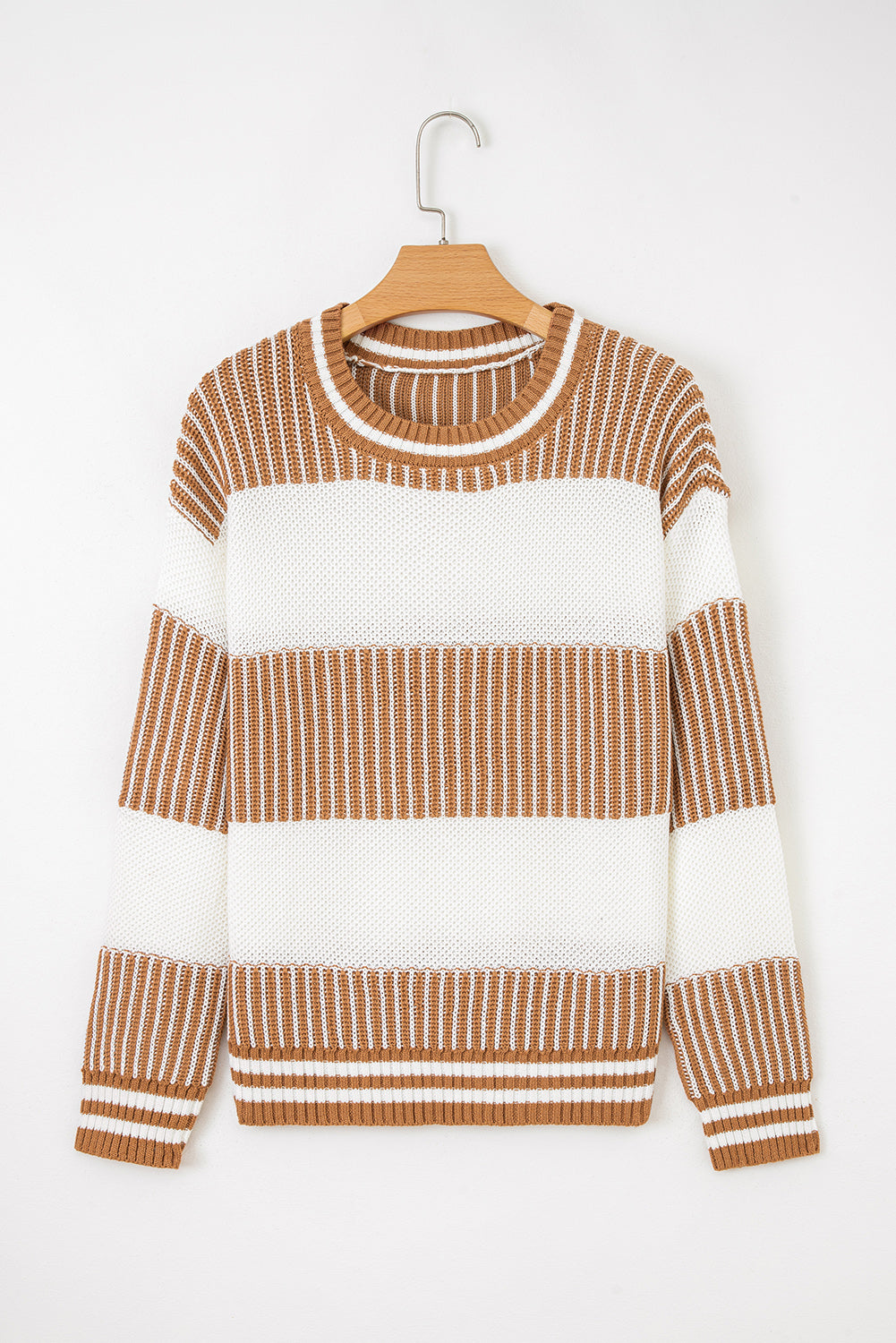 Stripe Patchwork Drop Shoulder Sweater