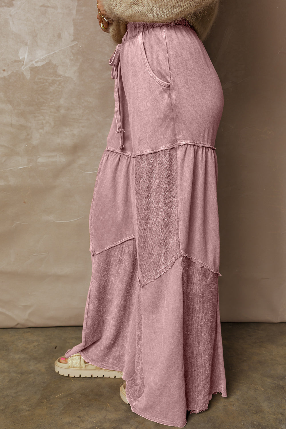 Mineral Wash Patchwork Drawstring Pants