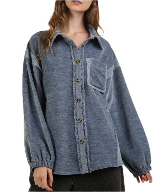 The Nova Shacket Denim Blue