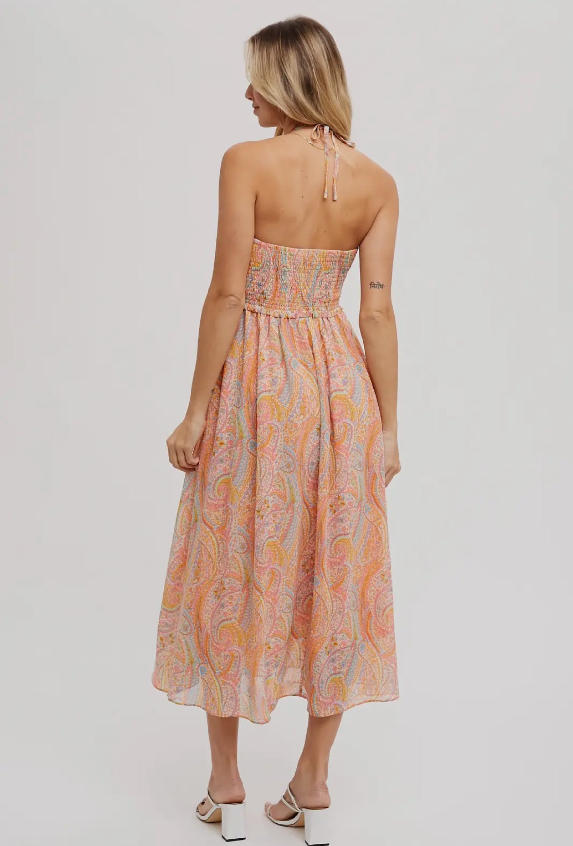 Wynslee Halter Smocking 2 Way Midi Dress Maxi