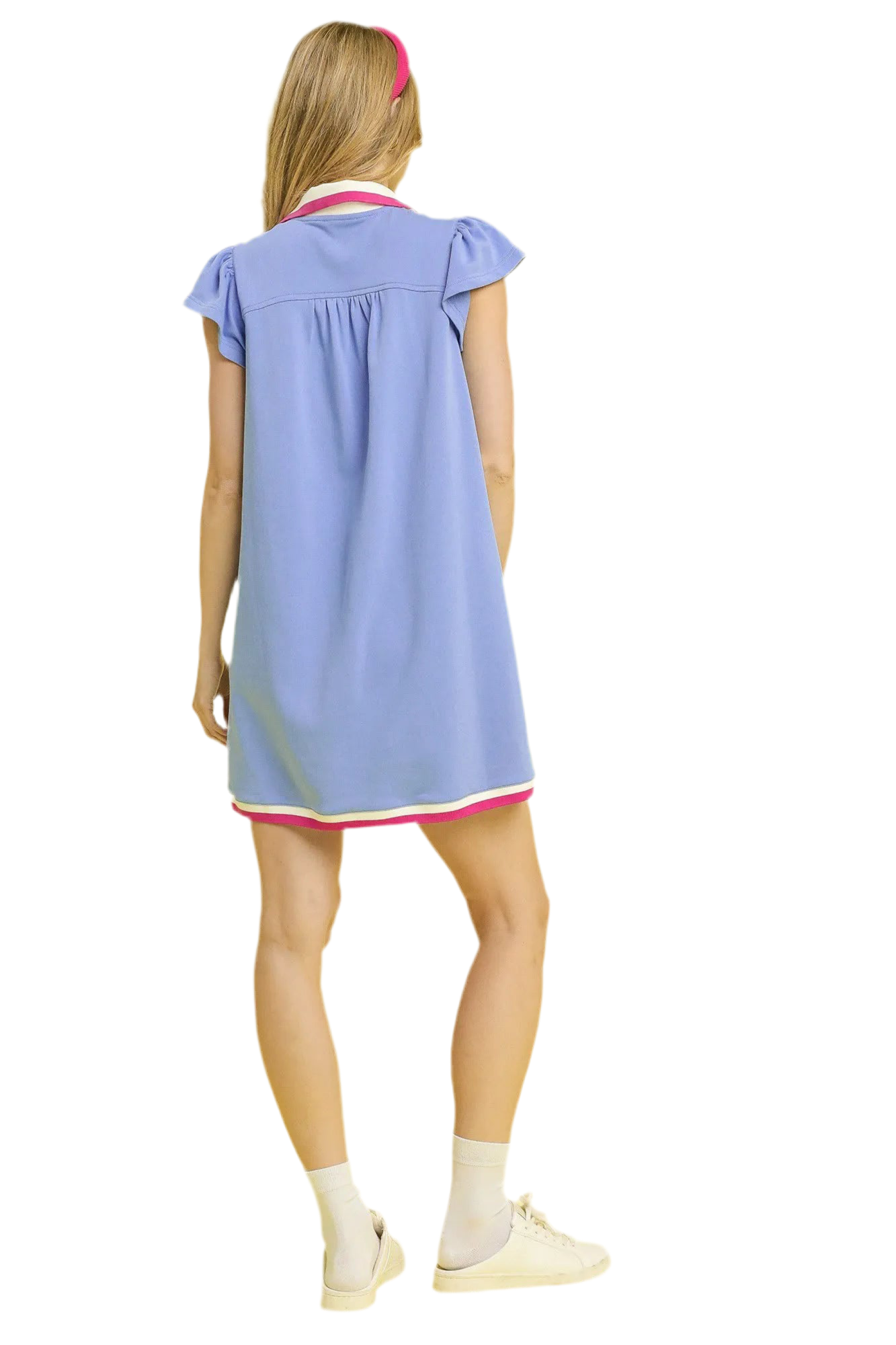 Umgee Contrast Trim Cap Sleeve Mini Dress