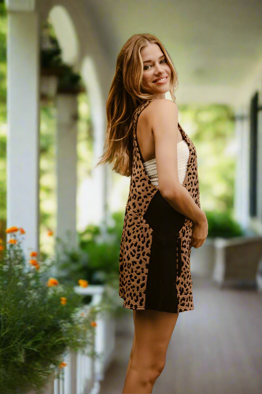 Christina Leopard Overall Romper