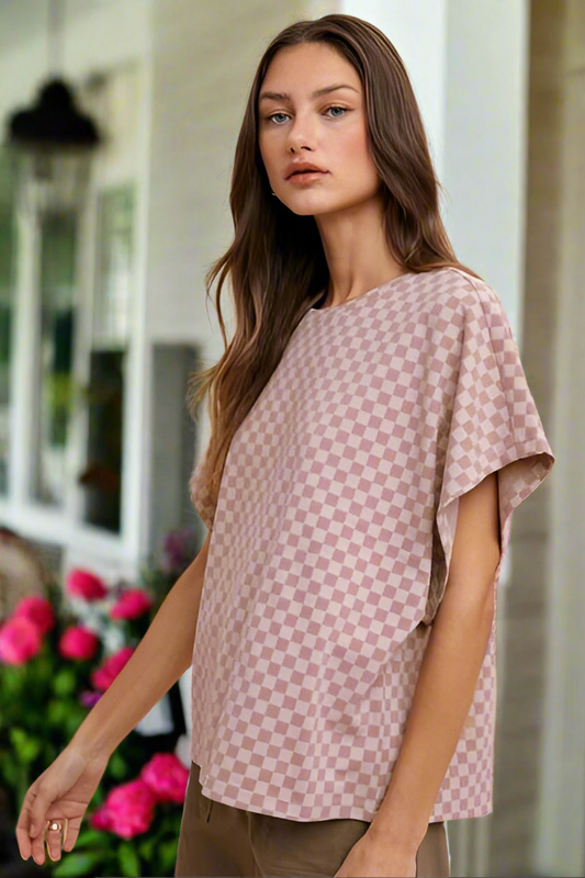This Day Soft Top - Checkered Blush