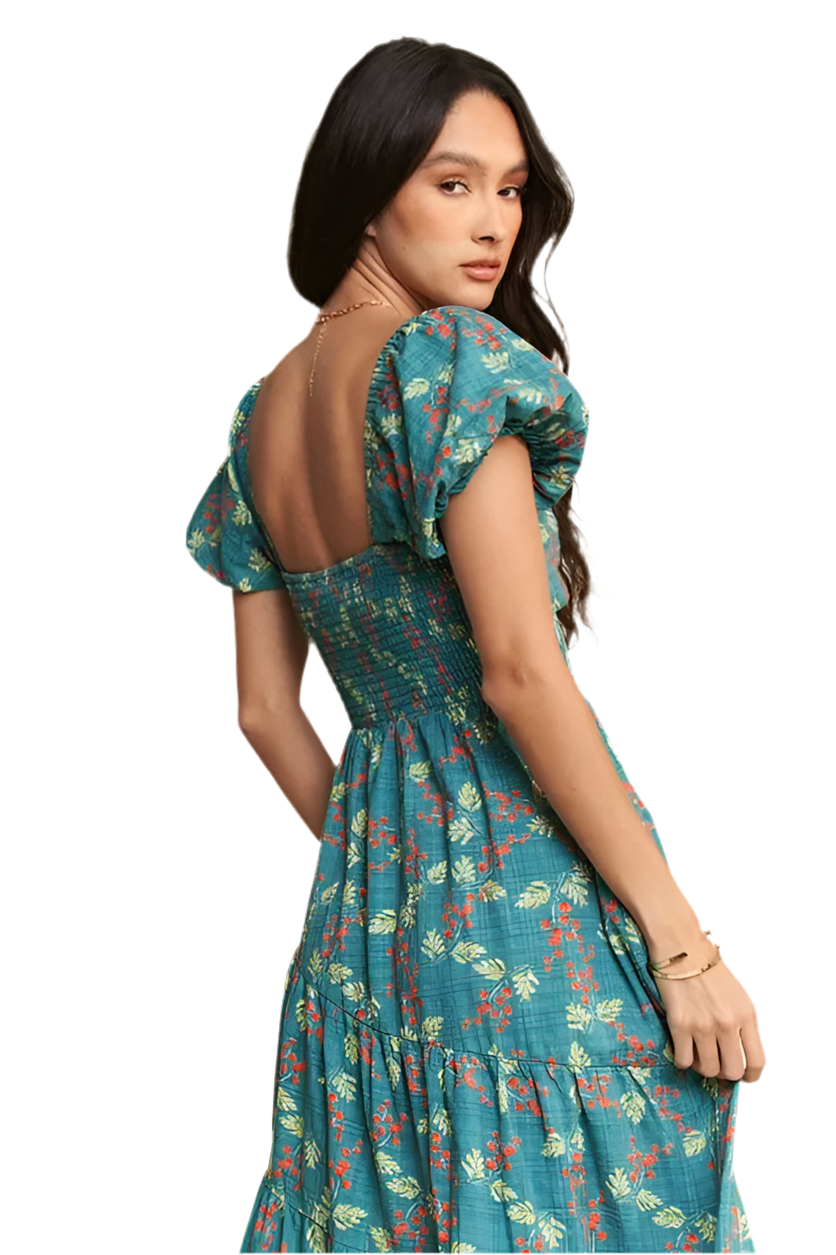 Davi & Dani Lightweight Sweetheart Neck Textured Tiered Maxi Dress