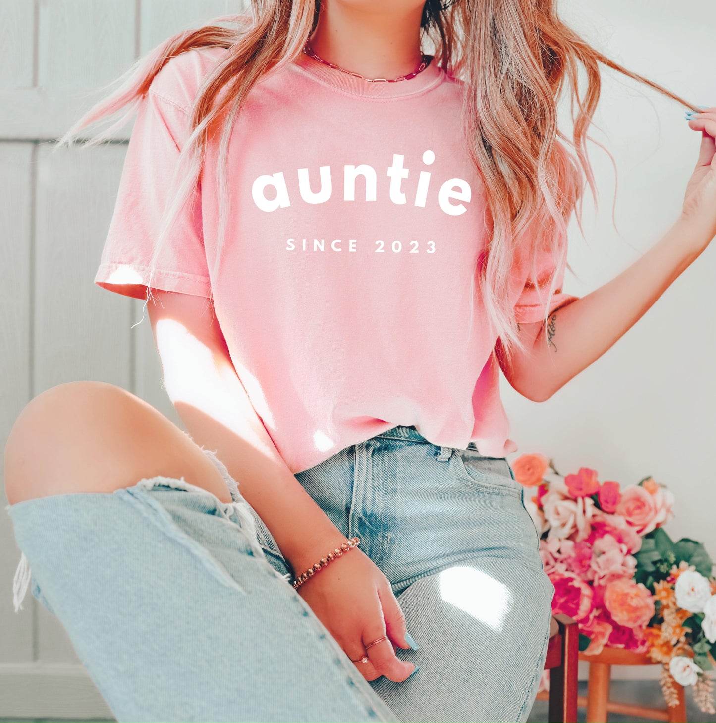 Aunt Personalized Est Year Comfort Colors Graphic Tees