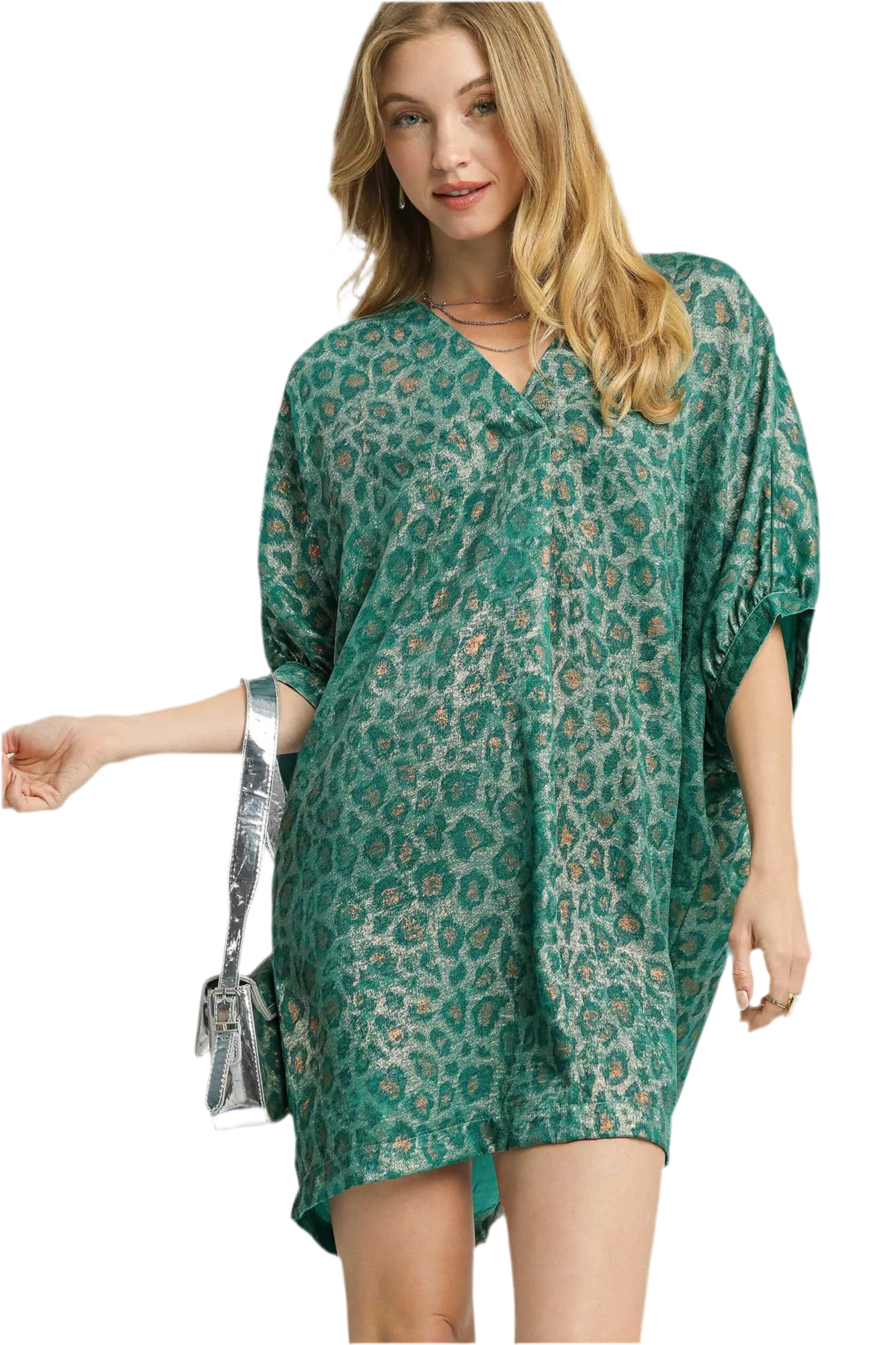 Umgee Metallic Leopard Mini Dress