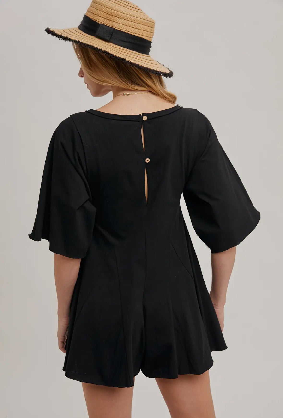 The Ophelia Half Sleeve Cotton Romper