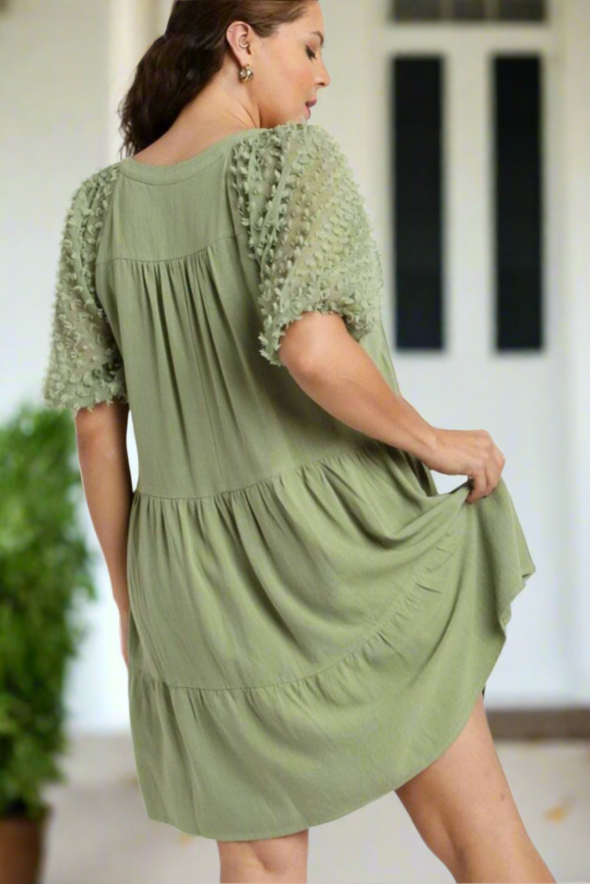 Umgee Francesca Linen Tiered Mini Dress