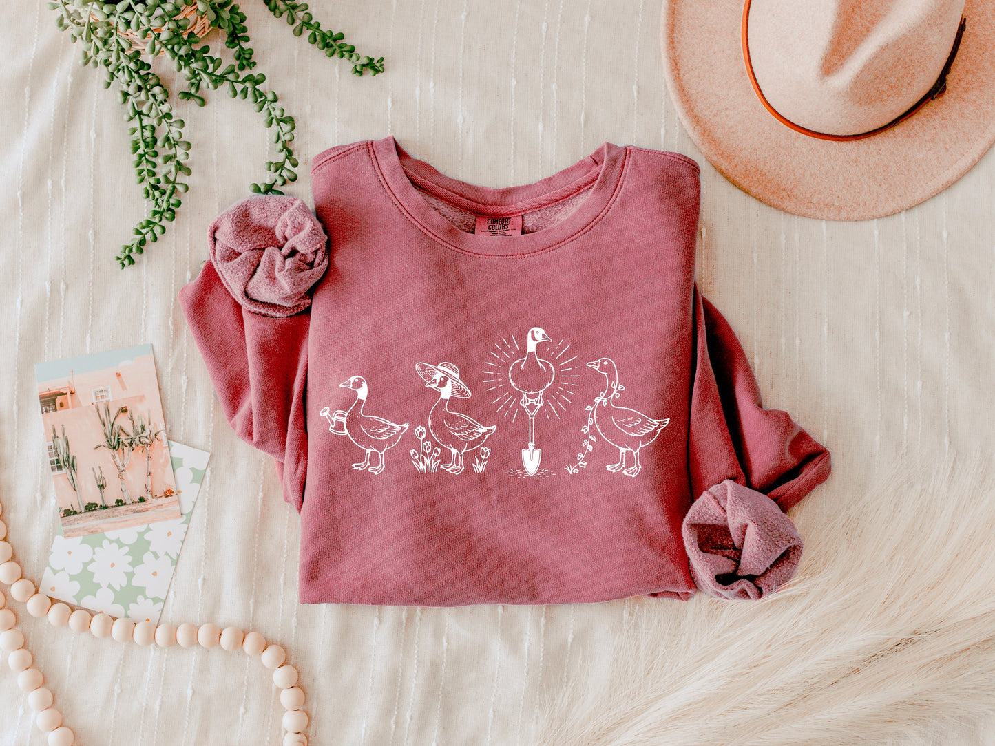 Goose Gardening Plant Botanical Garment Dyed Comfort Colors Sweatshirt