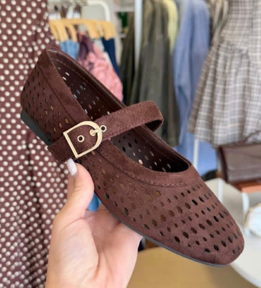 Chocolate Mousse Mary Jane Flats
