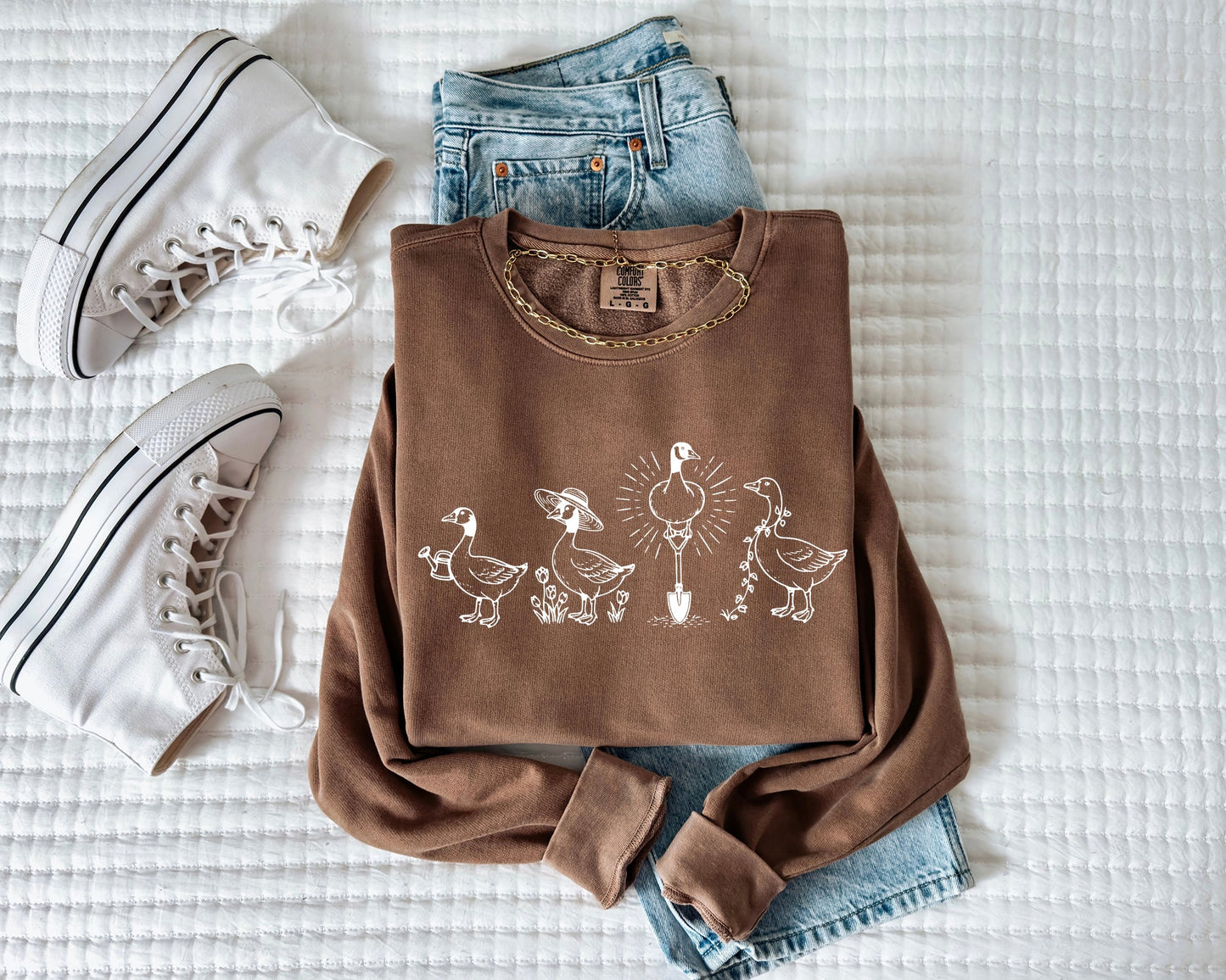 Goose Gardening Plant Botanical Garment Dyed Comfort Colors Sweatshirt