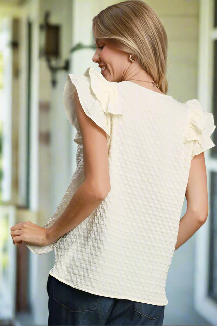 Certainly Love Jacquard Ruffle Cap
