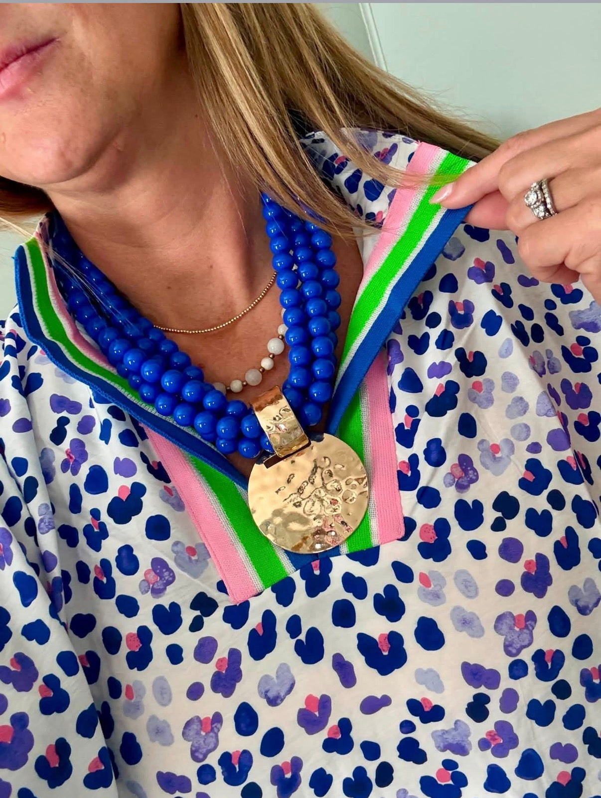 Game Day Hammer Charm Necklace - Blue
